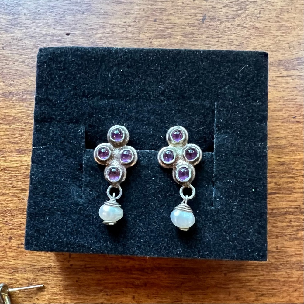 Seed pearl drop earrings